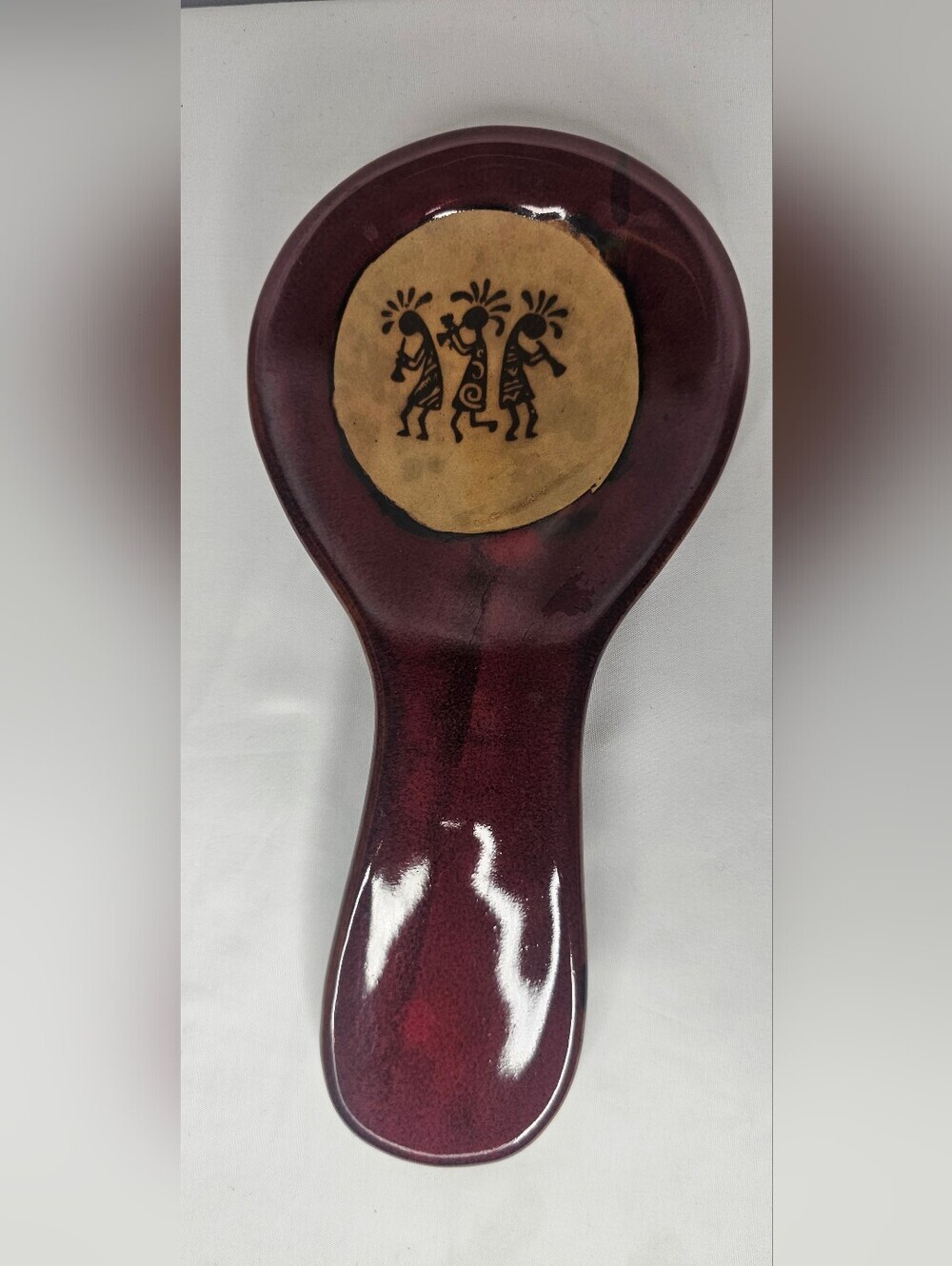Always Azul Pottery Spoon Rest Kokopelli Ceramic Maroon Purple Colorado Art